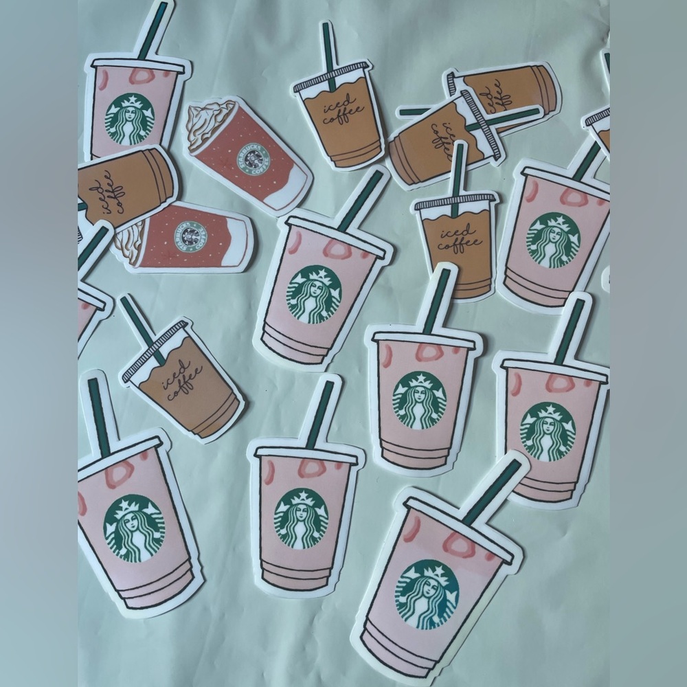 Starbucks Pink and Brown Cup Stickers